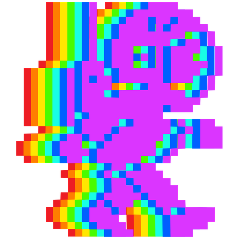 "Astro" compressed into a single pixel offset rainbow