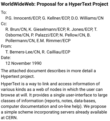 WorldWideWeb: Proposal for a HyperText Project