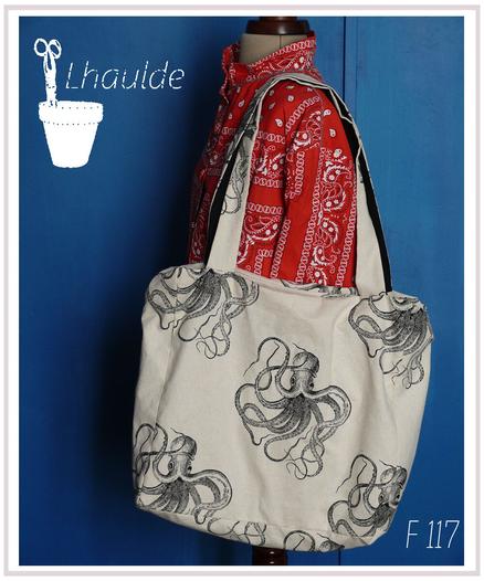 sac en toile blanche imprimé pieuvre