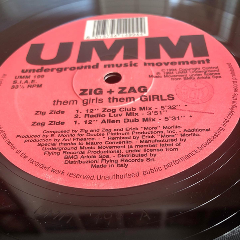 12 inch vinyl of Zig and Zag single Them Girls Them Girls