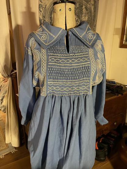 My hand stitched version based on the original smock from Diss