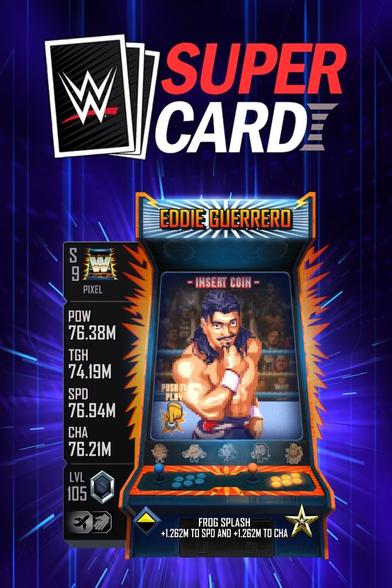 New Eddie Guerrero pixel art card in mobile game WWE Supercard.