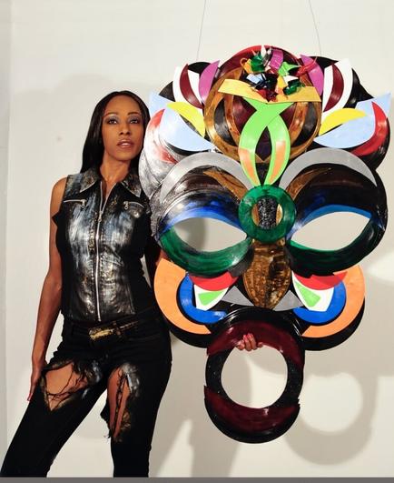 The MusicSpeaks vinyl record sculpture, art ArtistCaroleJMcCoy
