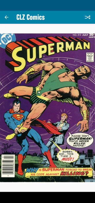 The cover to Superman v1 #313, DC Comics July 1977