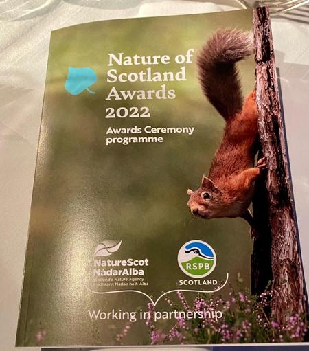 Nature of Scotland Awards 2022 programme for the award ceremony evening.