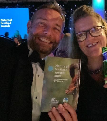 Pair of wildlife conservationists at the Nature of Scotland Award Ceremony