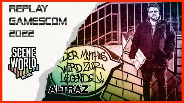 Altraz leaning against a fence with an Amiga under his arm