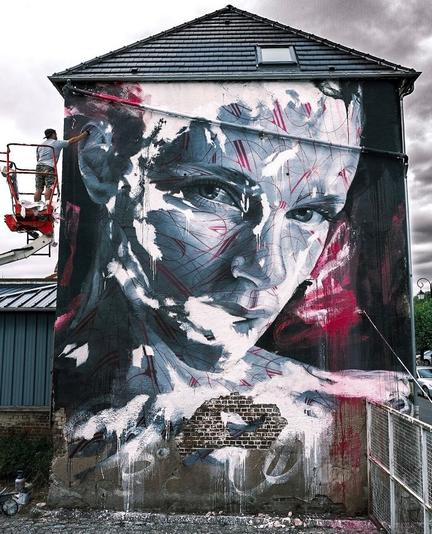Streetartwall Face of a Woman, 3 Colours