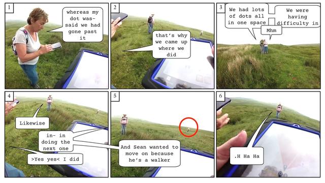 Transcript of two couples walking in the countryside.