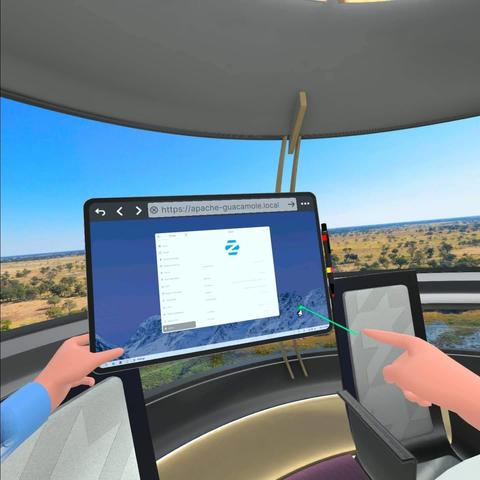 ZorinOS VM via Apache Guacamole inside VR app MeetinVR