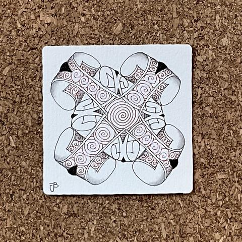 Zentangle art created by Jenn Brayton CZT36, classic tile with wyfore tangle