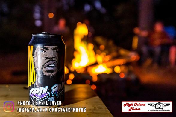 Can of beer by the fire