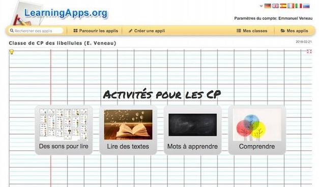 Capture d'écran de l'application LearningApps.org