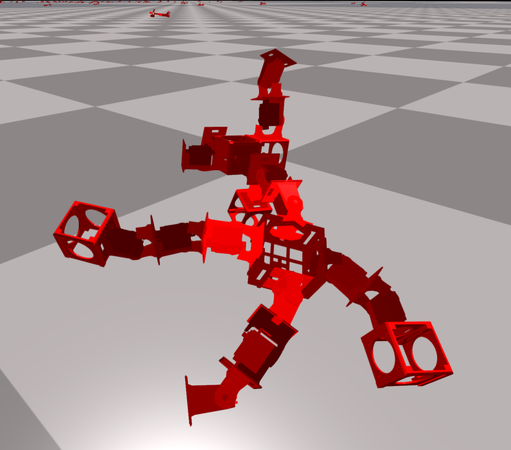 Evolved robot in a simulator