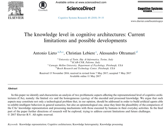 the knowledge level in cognitive architectures
