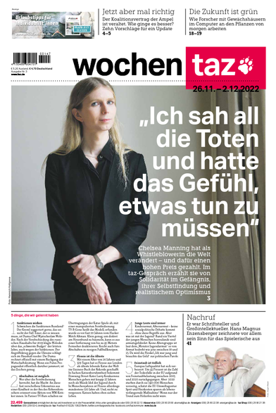 Titelseite der morgigen wochentaz