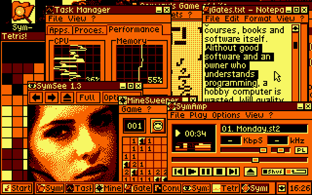 SymbOS running on Amstrad CPC, window manager