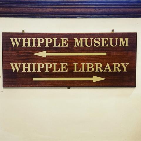 A sign leading to the Whipple Museum