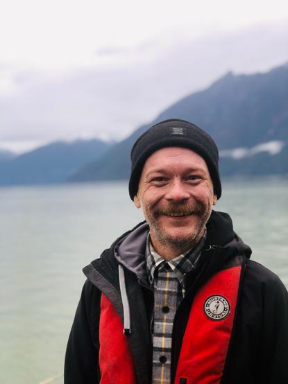 Dr Mike Tilston enjoying marine surveying work in Bute Inlet
