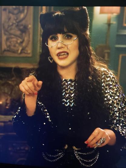 Nadja of Antipaxos, a Greek–Romani vampire, seen here in Business Mode imparting some important information.