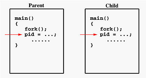 Sketch of a fork() system call from the Michigan Tech University