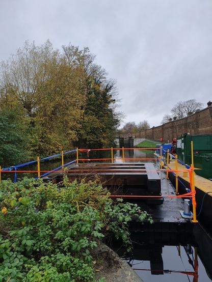 New top doors on a barge.