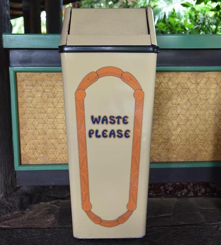 Tokyo Disneyland trash can in Adventureland at Tiki Room