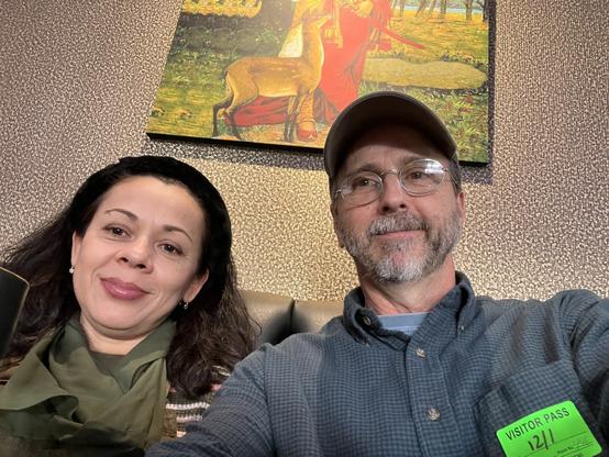 My wife and I celebrating at a Bethesda Indian restaurant after just visiting our brand new grandson.