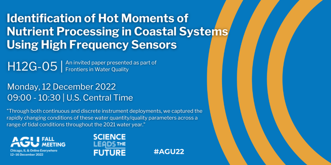 Graphic with text describing day and time of a scientific presentation at the American Geophysical Union annual fall meeting.