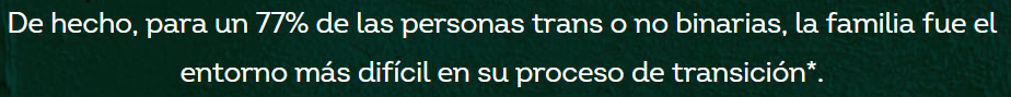Captura de pantalla del sitio web hayganasdeorgullodepueblo.com de la empresa de whisky JB, en donde se lee la siguiente frase: «para un 77% de las personas trans o no binarias, la familia fue el entorno más difícil en su proceso de transición», fuente: Ministerio de Igualdad. Estudio sobre las necesidades y demandas de las Personas No Binarias en España. 2022.