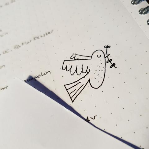 In To-Do-Liste gezeichnete Taube