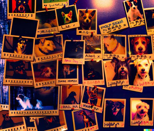 picture of photographs of dogs using split tones and some added using AI