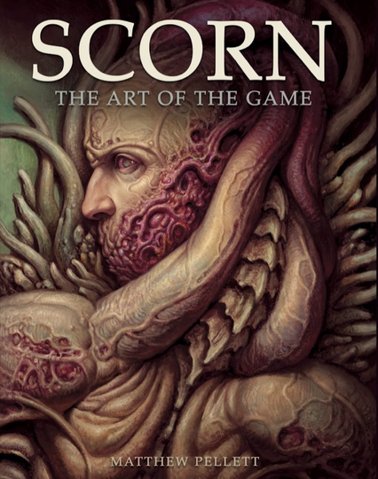 The cover of Scorn: The ARt of the Game from Matthew Pellett which includes a disturbing tentacled image of a creature.