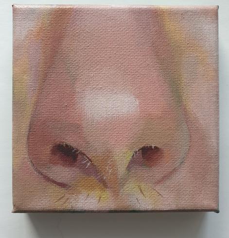 Miniature painting of a nose.