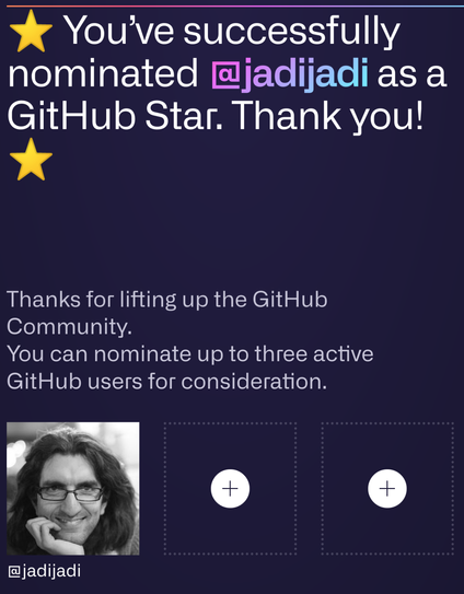 Screenshot of my Github Stars nomination