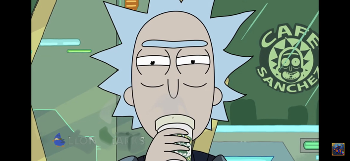 Rick drinks coffee