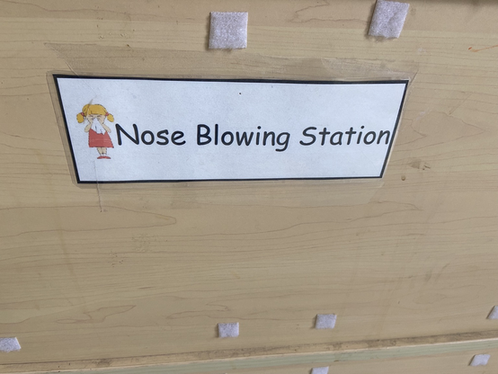 Nose blowing station label
