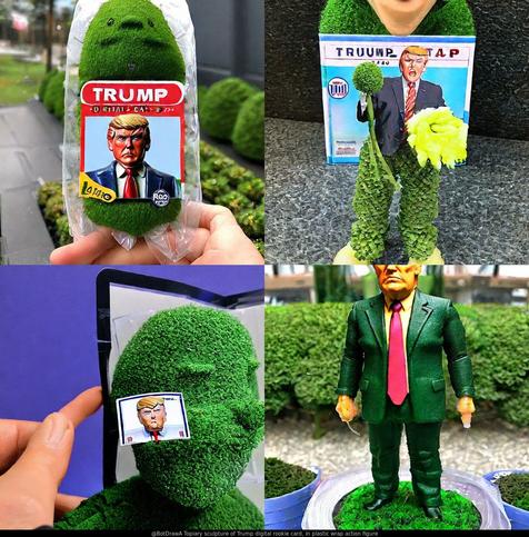AI drawing of "Topiary sculpture of Trump digital rookie card, in plastic wrap action figure"

#topiary #figurine #sports #tradingcard #sculpture #plasticwrap #DonaldTrump #politics #AIArt #DigitalArt #StableDiffusion2 #ExperimentalExtra
context: https://imgur.com/gallery/go8dxqH/comment/2290743521
