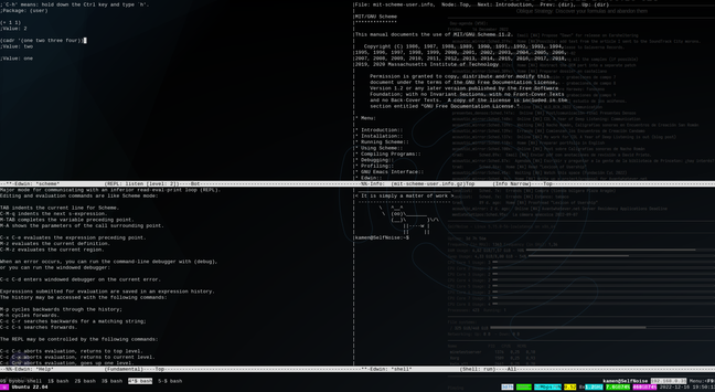 Another screenshot of the Edwin editor, this time showing its console interface, with a number of windows open.