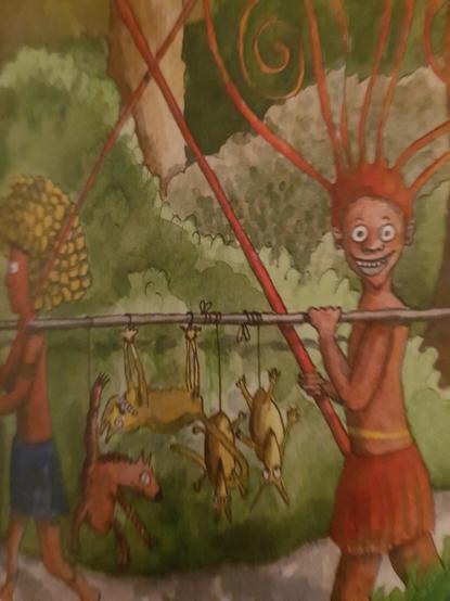 #Colourful #Joyful drawing of people living their life happily. A #smiling people has a fantastic red hair going up in curves