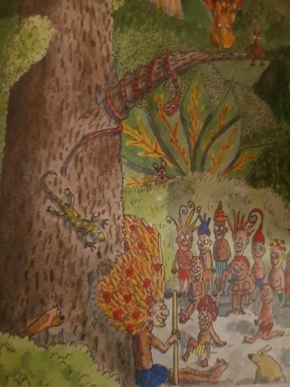 People taking the time to learn and listen to an elder around a big tree before probably going to do things together, like simple things we do when we live together