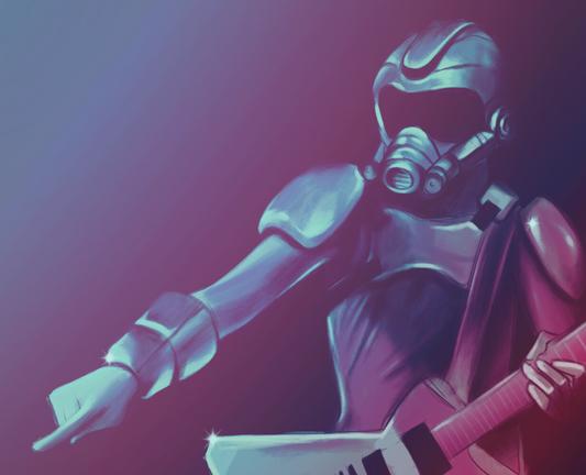 colour study of lord phobos from twrp pointing into crowd