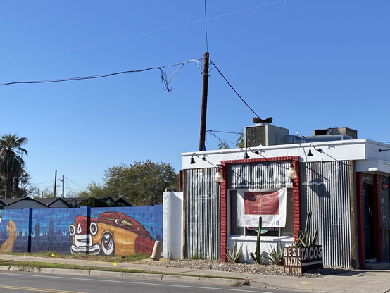 Phoenix taco shop with low rider mural