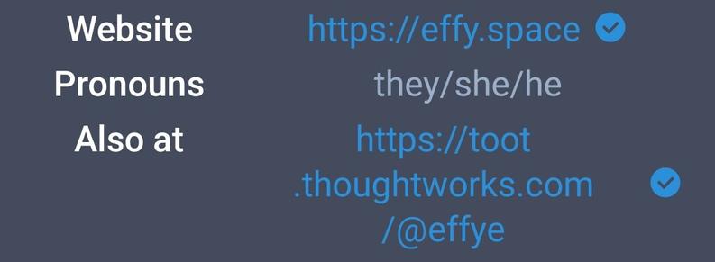 Example of verified profile link