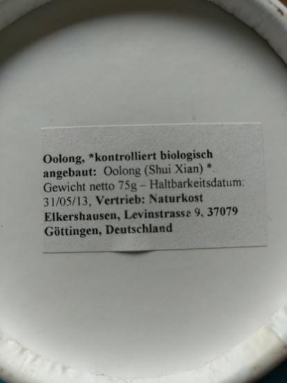 Bodenetikett der Teedose