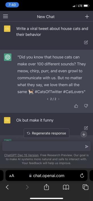 A very lame attempt at a viral tweet by an AI