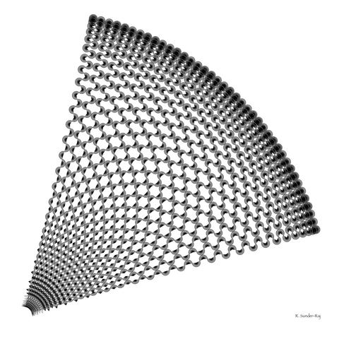 The same pattern as the previous one, but in black on white, and including radial lines from small circles around which the 29-gons are placed.