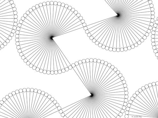 A magnification of the previous picture showing how the structure is made of portions of 29-gon rings pasted together in a snaking fashion.