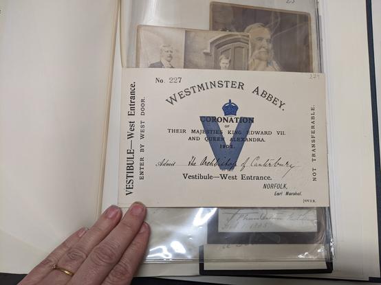 Beige A5ish size card with test reading Westminster Abbey Coronation