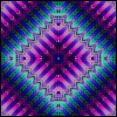 Colorful pixel art, geometric design, tie-dye pattern-ish